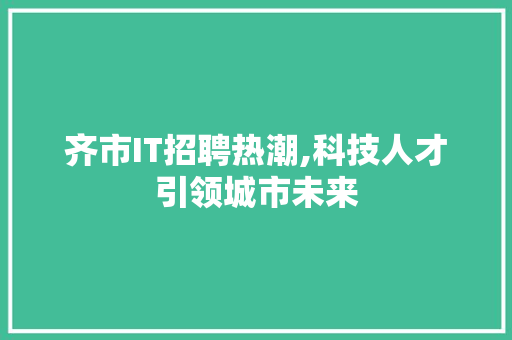 齐市IT招聘热潮,科技人才引领城市未来