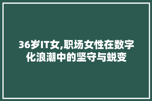 36岁IT女,职场女性在数字化浪潮中的坚守与蜕变
