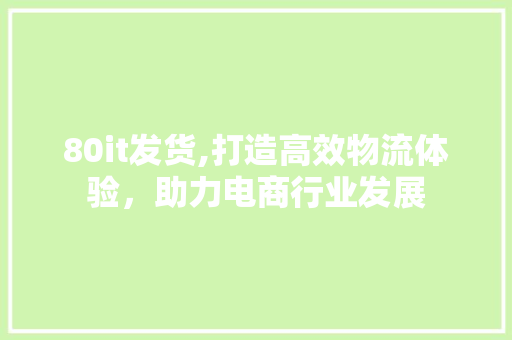 80it发货,打造高效物流体验，助力电商行业发展