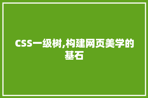 CSS一级树,构建网页美学的基石