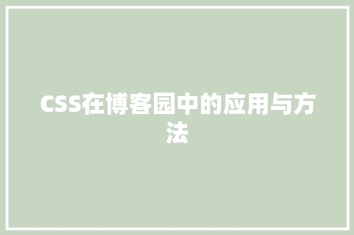 CSS在博客园中的应用与方法