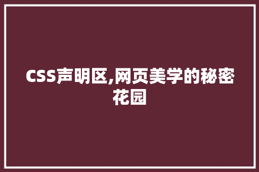 CSS声明区,网页美学的秘密花园