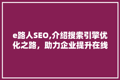 e路人SEO,介绍搜索引擎优化之路，助力企业提升在线竞争力