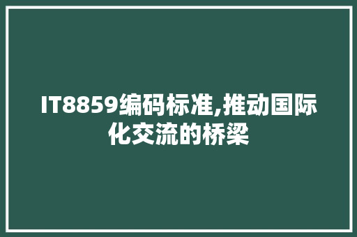 IT8859编码标准,推动国际化交流的桥梁