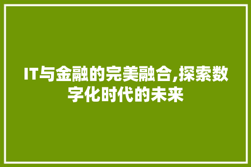 IT与金融的完美融合,探索数字化时代的未来