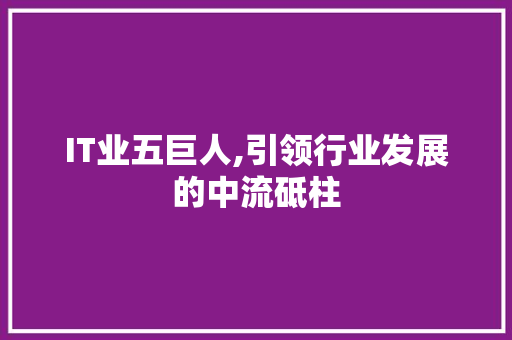 IT业五巨人,引领行业发展的中流砥柱