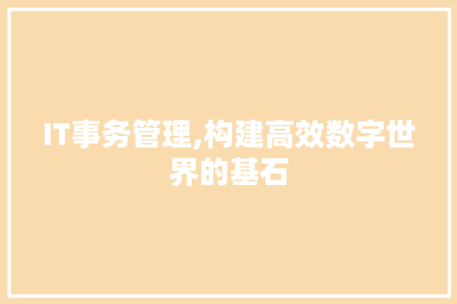 IT事务管理,构建高效数字世界的基石