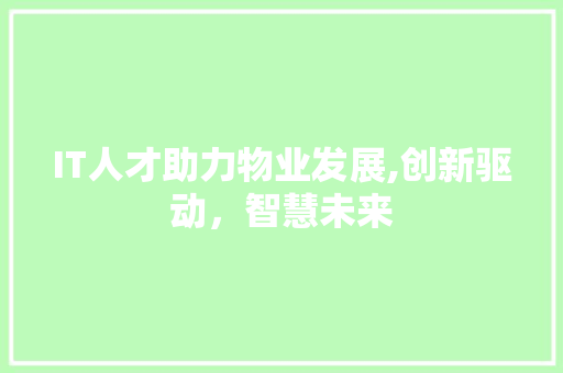 IT人才助力物业发展,创新驱动，智慧未来