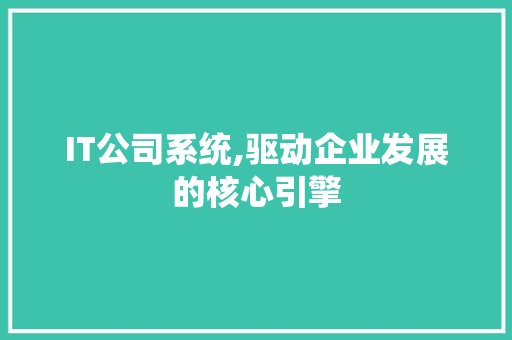 IT公司系统,驱动企业发展的核心引擎