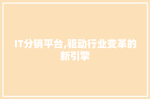 IT分销平台,驱动行业变革的新引擎