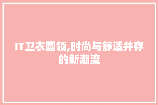 IT卫衣圆领,时尚与舒适并存的新潮流