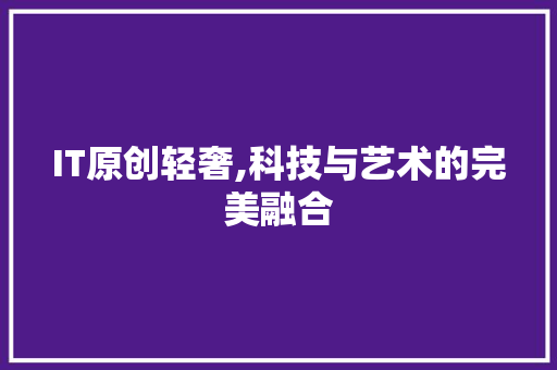 IT原创轻奢,科技与艺术的完美融合