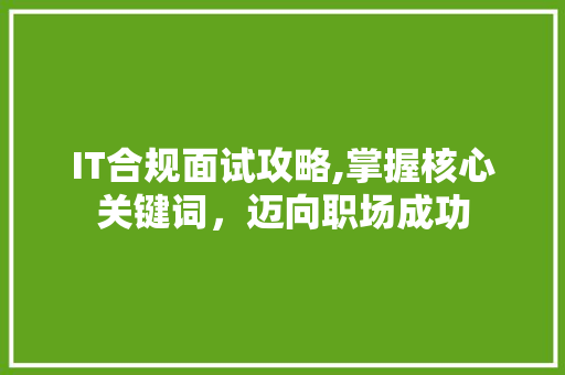 IT合规面试攻略,掌握核心关键词，迈向职场成功