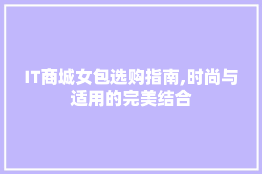 IT商城女包选购指南,时尚与适用的完美结合