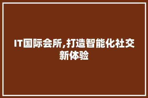 IT国际会所,打造智能化社交新体验
