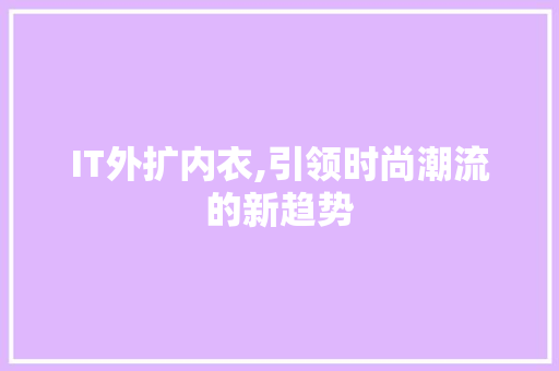 IT外扩内衣,引领时尚潮流的新趋势