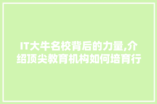 IT大牛名校背后的力量,介绍顶尖教育机构如何培育行业精英
