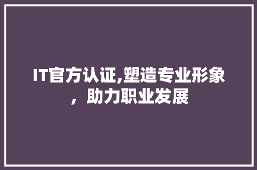 IT官方认证,塑造专业形象，助力职业发展