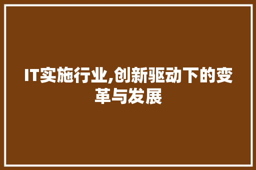 IT实施行业,创新驱动下的变革与发展