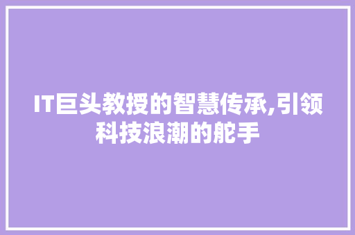 IT巨头教授的智慧传承,引领科技浪潮的舵手