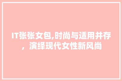 IT张张女包,时尚与适用并存，演绎现代女性新风尚