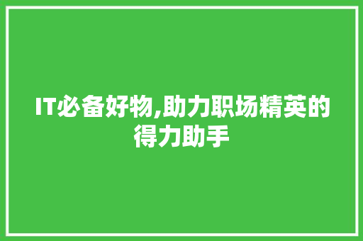 IT必备好物,助力职场精英的得力助手