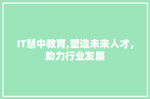 IT慧中教育,塑造未来人才，助力行业发展