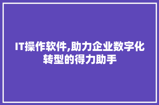 IT操作软件,助力企业数字化转型的得力助手