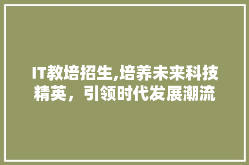 IT教培招生,培养未来科技精英，引领时代发展潮流