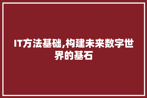 IT方法基础,构建未来数字世界的基石