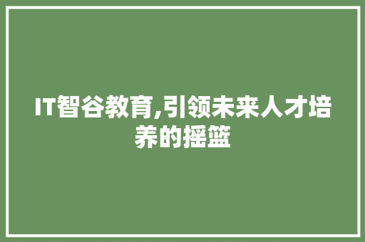 IT智谷教育,引领未来人才培养的摇篮