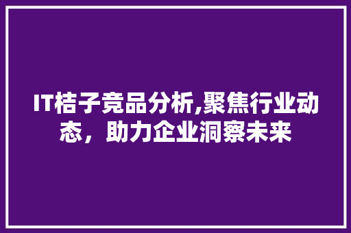 IT桔子竞品分析,聚焦行业动态，助力企业洞察未来