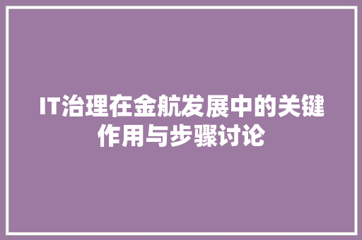 IT治理在金航发展中的关键作用与步骤讨论