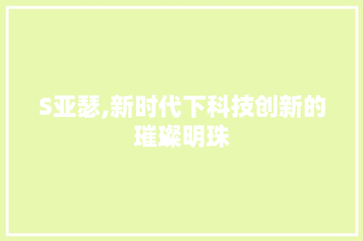 S亚瑟,新时代下科技创新的璀璨明珠
