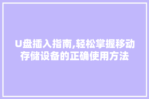 U盘插入指南,轻松掌握移动存储设备的正确使用方法