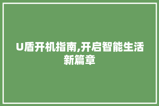 U盾开机指南,开启智能生活新篇章