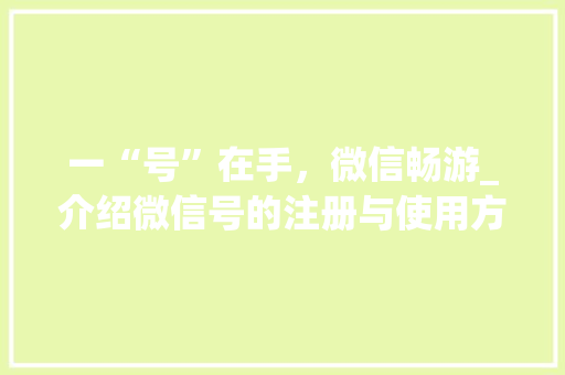 一“号”在手，微信畅游_介绍微信号的注册与使用方法
