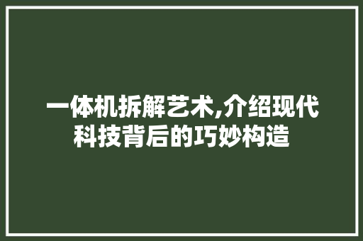 一体机拆解艺术,介绍现代科技背后的巧妙构造