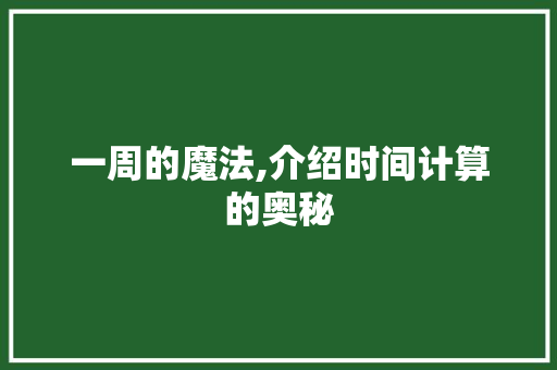 一周的魔法,介绍时间计算的奥秘