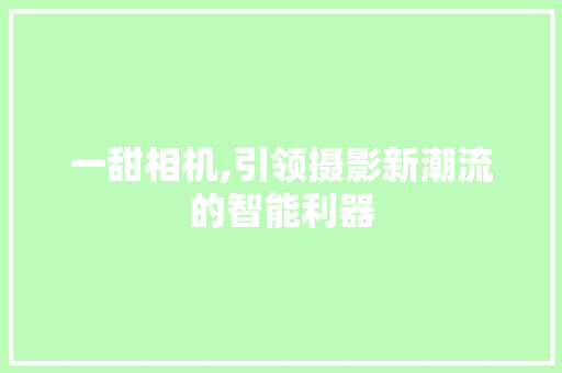 一甜相机,引领摄影新潮流的智能利器