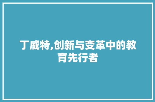 丁威特,创新与变革中的教育先行者