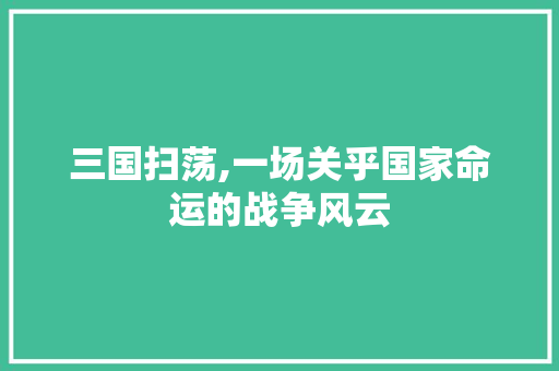 三国扫荡,一场关乎国家命运的战争风云