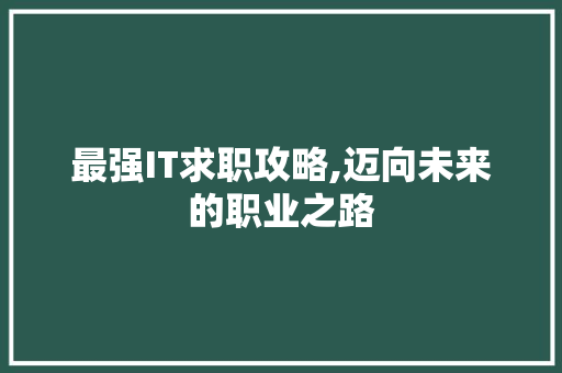 最强IT求职攻略,迈向未来的职业之路
