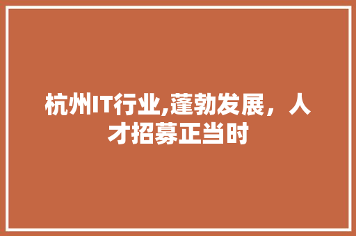 杭州IT行业,蓬勃发展，人才招募正当时