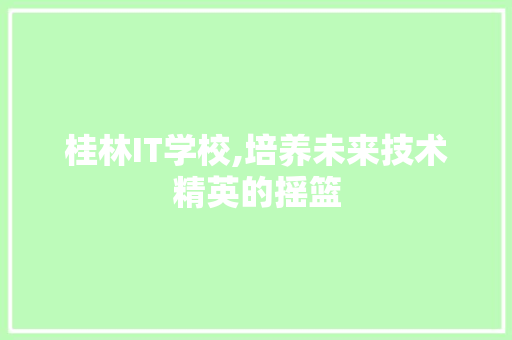 桂林IT学校,培养未来技术精英的摇篮
