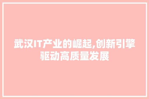 武汉IT产业的崛起,创新引擎驱动高质量发展