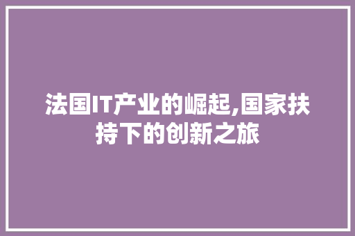 法国IT产业的崛起,国家扶持下的创新之旅