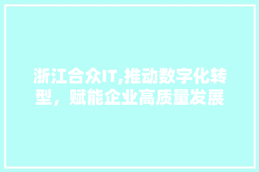 浙江合众IT,推动数字化转型，赋能企业高质量发展