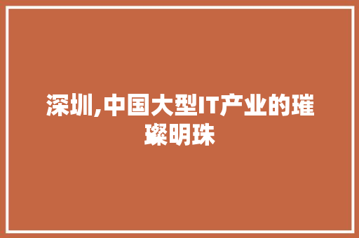 深圳,中国大型IT产业的璀璨明珠