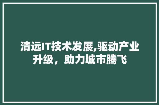 清远IT技术发展,驱动产业升级，助力城市腾飞